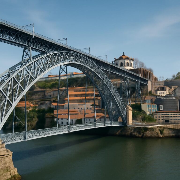 Exploring the Iconic Dom Luís I Bridge in Porto — Who designed the Dom Luís I Bridge in Porto? — with overlay text "The Scenic Way ...
